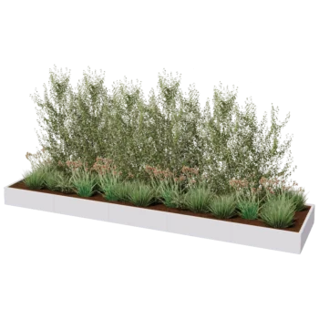 Jardinière XXL en acier - Rectangle - 500 x 120 x 30 cm - RAL9010 mat (blanc) - Sanc plaque de fond
