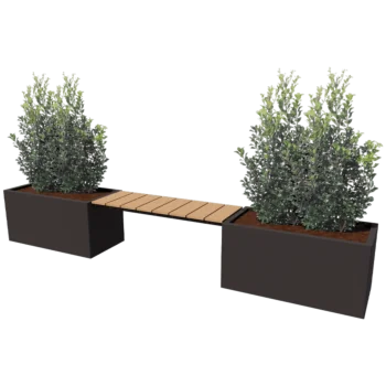 Jardinière en acier - Rectangle - 321,2 x 50 x 50 cm - Autre couleur RAL - Avec plaque de fond - Avec banc 