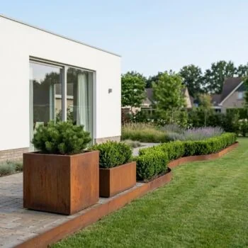Jardinière en acier Corten - Carré - 100 x 100 x 100 cm - Avec plaque de fond