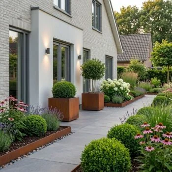 Jardinière en acier Corten - Carré - 50 x 50 x 50 cm - Avec plaque de fond
