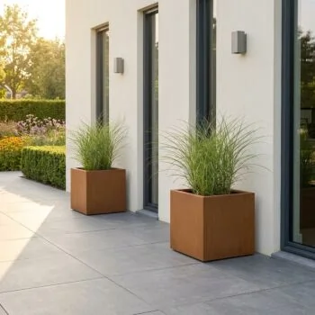 Jardinière en acier Corten - Carré - 40 x 40 x 40 cm - Avec plaque de fond