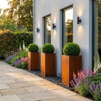 Jardinière en acier Corten - Carré - 30 x 30 x 80 cm - Avec plaque de fond