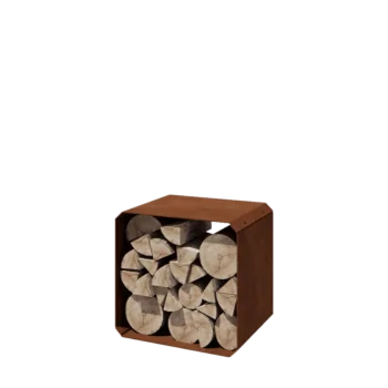Range-bûches en acier Corten - Colorado 1 pièce - 40 x 40 x 40 cm