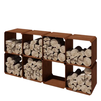Range-bûches en acier Corten - Colorado 8 pièces - 40 x 40 x 40 cm