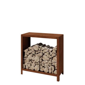 Range-bûches en acier Corten - Indiana - 100 x 40 x 100 cm