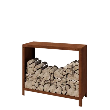 Range-bûches en acier Corten - Indiana - 120 x 40 x 100 cm