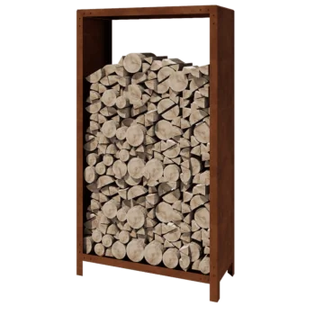 Range-bûches en acier Corten - Indiana - 100 x 40 x 180 cm