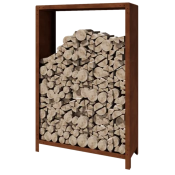 Range-bûches en acier Corten - Indiana - 120 x 40 x 180 cm