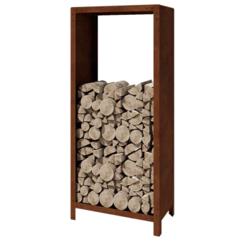 Range-bûches en acier Corten - Indiana - 80 x 40 x 180 cm