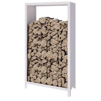 Range-bûches en acier - Indiana - 100 x 40 x 180 cm - RAL9010 mat (blanc)