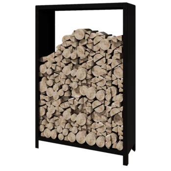 Range-bûches en acier - Indiana - 120 x 40 x 180 cm - RAL9005 mat (noir)