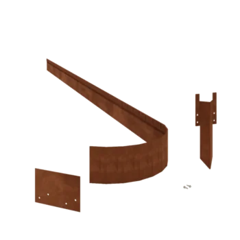 Bordures de jardin en acier Corten - Écrasé FLEX - Hauteur 13 cm - Kit complet 15 mètre