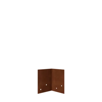 Plaque de jonction en acier Corten - 90° - Hauteur bordures de jardin 12 / 15 cm
