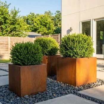 Jardinière en acier Corten - Carré - 60 x 60 x 60 cm - Avec plaque de fond