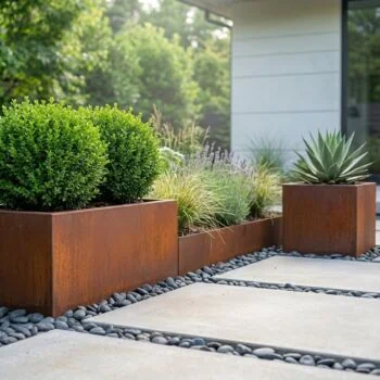 Jardinière en acier Corten - Carré - 100 x 100 x 40 cm - Avec plaque de fond