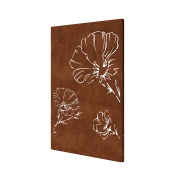 Panneau décoratif en acier Corten - Coquelicot - 120 x 6 x 190 cm