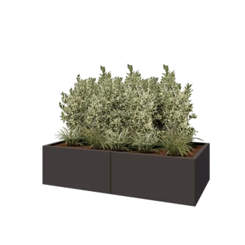 Jardinière XXL en acier - Rectangle - 160 x 80 x 40 cm - RAL7016 mat (gris anthracite) - Avec plaque de fond