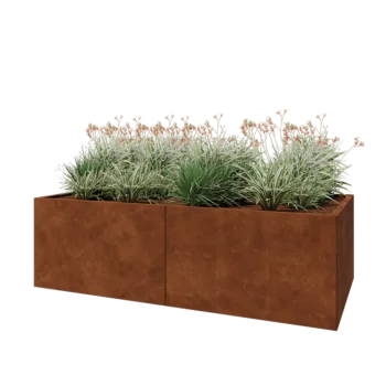 Jardinière XXL en acier Corten - Rectangle - 200 x 100 x 60 cm - Avec plaque de fond