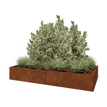 Jardinière XXL en acier Corten - Rectangle - 200 x 100 x 30 cm - Avec plaque de fond