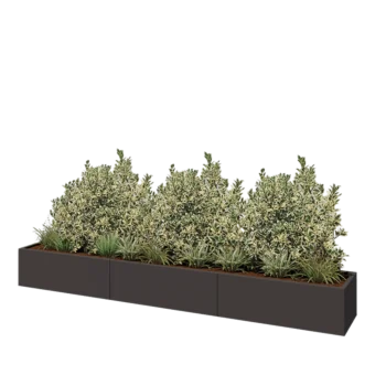 Jardinière XXL en acier - Rectangle - 360 x 50 x 40 cm - RAL7016 mat (gris anthracite) - Sanc plaque de fond