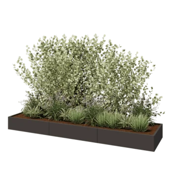 Jardinière XXL en acier - Rectangle - 360 x 80 x 30 cm - RAL7016 mat (gris anthracite) - Sanc plaque de fond