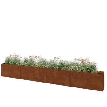Jardinière XXL en acier Corten - Rectangle - 480 x 40 x 60 cm - Sanc plaque de fond