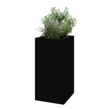 Jardinière en polyester - Carré - 50 x 50 x 100 cm - RAL9005 mat (noir) - Avec fond