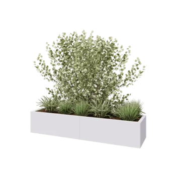 Jardinière XXL en acier - Rectangle - 160 x 40 x 30 cm - RAL9010 mat (blanc) - Avec plaque de fond