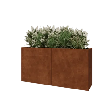 Jardinière XXL en acier Corten - Rectangle - 160 x 40 x 80 cm - Avec plaque de fond