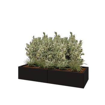 Jardinière XXL en acier - Rectangle - 160 x 60 x 30 cm - RAL9005 mat (noir) - Sanc plaque de fond