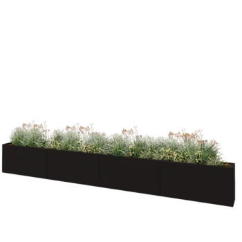 Jardinière XXL en acier - Rectangle - 480 x 30 x 60 cm - RAL9005 mat (noir) - Sanc plaque de fond