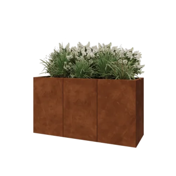Jardinière XXL en acier Corten - Rectangle - 150 x 50 x 80 cm - Sanc plaque de fond