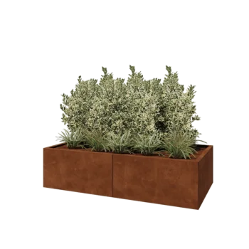 Jardinière XXL en acier Corten - Rectangle - 160 x 80 x 40 cm - Avec plaque de fond
