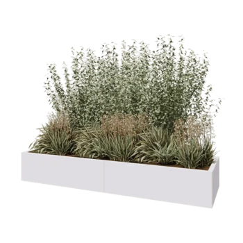 Jardinière XXL en acier - Rectangle - 200 x 60 x 30 cm - RAL9010 mat (blanc) - Avec plaque de fond