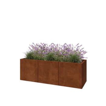 Jardinière XXL en acier Corten - Rectangle - 150 x 50 x 50 cm - Avec plaque de fond