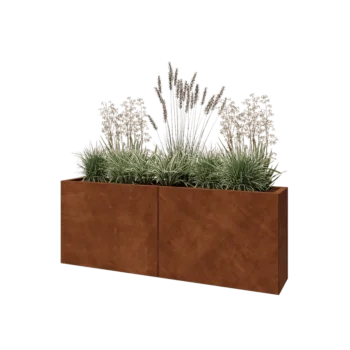 Jardinière XXL en acier Corten - Rectangle - 160 x 30 x 60 cm - Avec plaque de fond