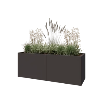 Jardinière XXL en acier - Rectangle - 160 x 50 x 60 cm - RAL7016 mat (gris anthracite) - Avec plaque de fond