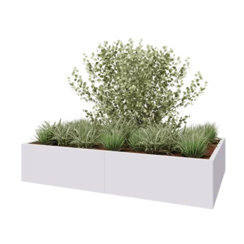 Jardinière XXL en acier - Rectangle - 200 x 120 x 40 cm - RAL9010 mat (blanc) - Sanc plaque de fond