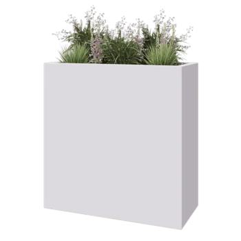 Jardinière en polyester - Rectangle - 100 x 40 x 100 cm - RAL9010 mat (blanc) - Avec fond