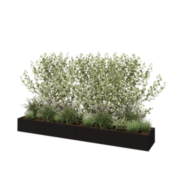 Jardinière XXL en acier - Rectangle - 320 x 50 x 30 cm - RAL9005 mat (noir) - Avec plaque de fond