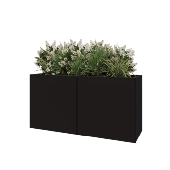 Jardinière XXL en acier - Rectangle - 160 x 50 x 80 cm - RAL9005 mat (noir) - Avec plaque de fond