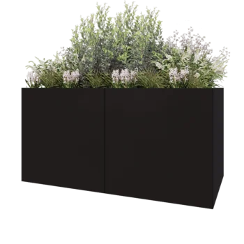 Jardinière XXL en acier - Rectangle - 200 x 100 x 100 cm - RAL9005 mat (noir) - Sanc plaque de fond