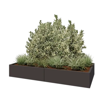 Jardinière XXL en acier - Rectangle - 200 x 100 x 30 cm - RAL7016 mat (gris anthracite) - Sanc plaque de fond