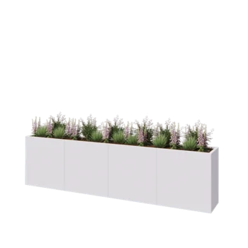 Jardinière XXL en acier - Rectangle - 320 x 40 x 80 cm - RAL9010 mat (blanc) - Sanc plaque de fond