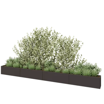 Jardinière XXL en acier - Rectangle - 480 x 30 x 40 cm - RAL7016 mat (gris anthracite) - Avec plaque de fond