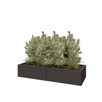 Jardinière XXL en acier - Rectangle - 160 x 60 x 30 cm - RAL7016 mat (gris anthracite) - Avec plaque de fond