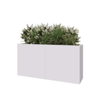 Jardinière XXL en acier - Rectangle - 160 x 40 x 80 cm - RAL9010 mat (blanc) - Sanc plaque de fond