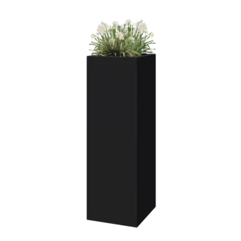 Jardinière en polyester - Carré - 40 x 40 x 120 cm - RAL7021 mat (gris noir) - Avec fond