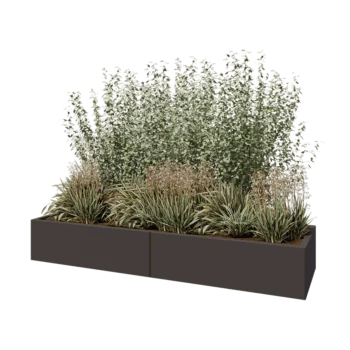 Jardinière XXL en acier - Rectangle - 200 x 60 x 30 cm - RAL7016 mat (gris anthracite) - Sanc plaque de fond