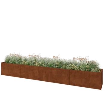Jardinière XXL en acier Corten - Rectangle - 480 x 60 x 60 cm - Sanc plaque de fond